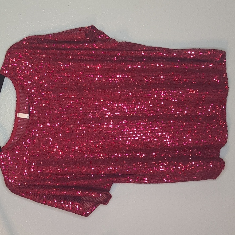 Hesed raspberry sequin top size M